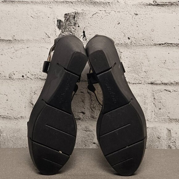 Calvin Klein Maribeth Black Wedge Sandals - Picture 2 of 6